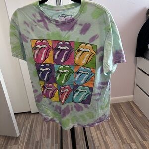 The Rolling Stones Men’s Tie-Dye T-Shirt - Green and Purple